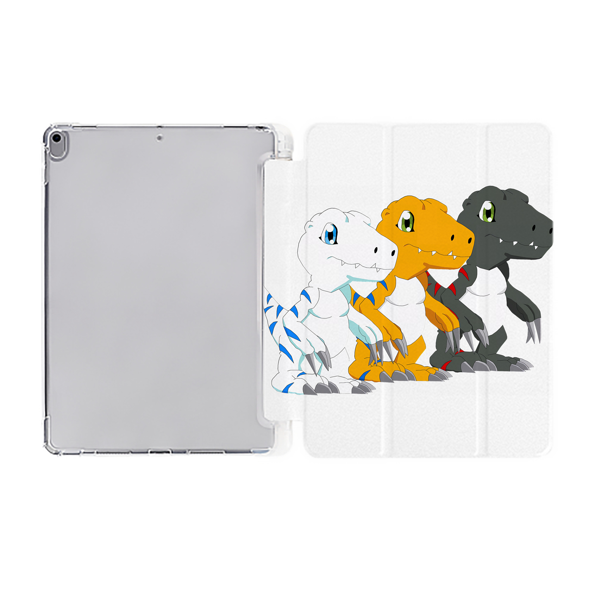 （画像用） Digimon デジタルモンスター/デジモン IPad ケース ペン収納付き 三つ折りスタンド PUレザー×シリコン 対応機種9.5/10.5/10.9インチ